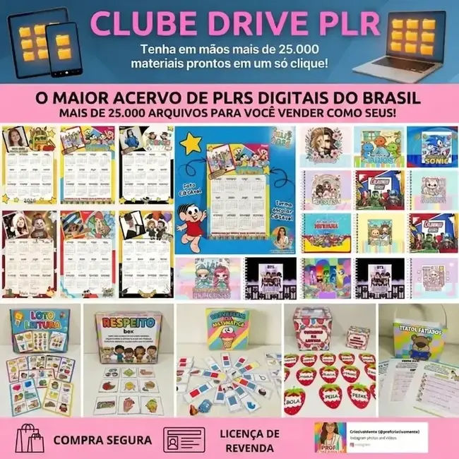 Amostra de dezenas de materiais e produtos do acervo do Clube Drive Pedagógico